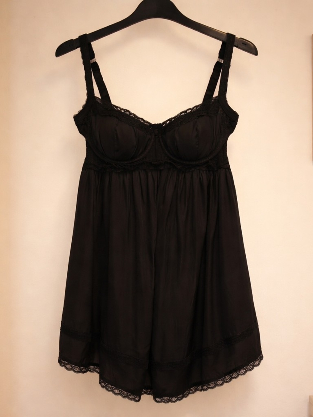 Black Lace-Trim Babydoll Chemise - Women Intimates